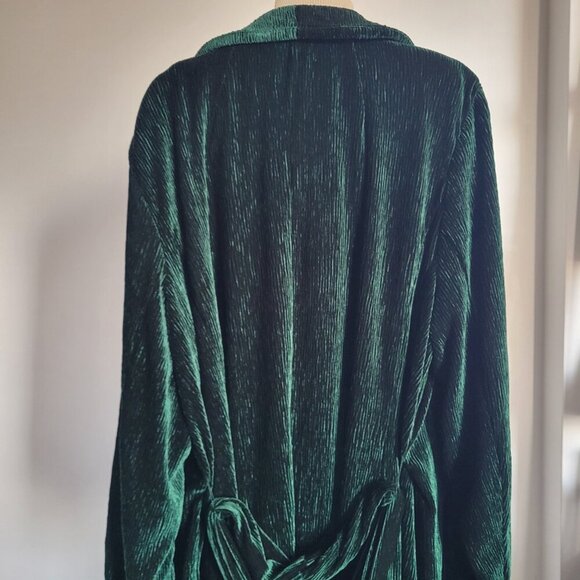 NWT Eloquii Women’s Velvet Dark Emerald Green Blazer with Belt (Size: 22) - Picture 4 of 16